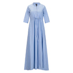 Lavi Short Sleeve Maxi Dress Blue + White Stripe Timeless Martha's Vineyard 