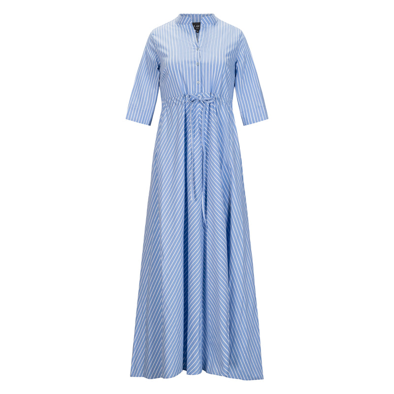 Lavi Short Sleeve Maxi Dress Blue + White Stripe Timeless Martha's Vineyard 