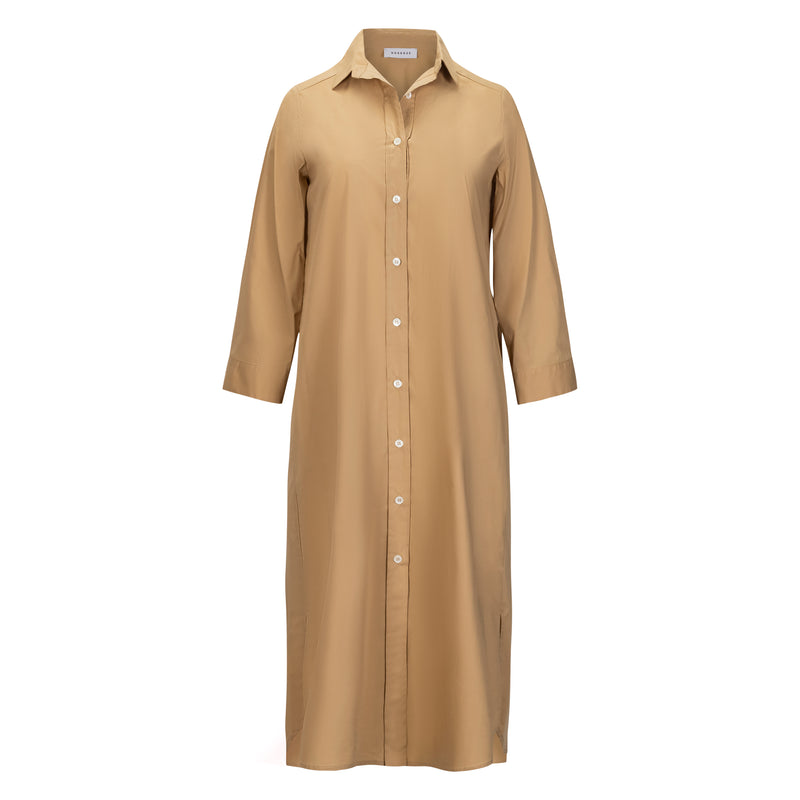 Long Sleeve Shirt Dress - Sand
