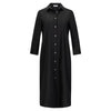 Long Sleeve Shirt Dress - Black