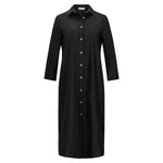 Long Sleeve Shirt Dress - Black