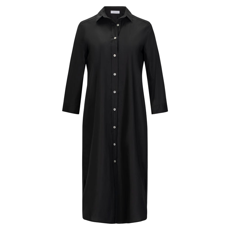 Long Sleeve Shirt Dress - Black