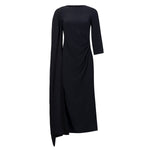 Maison Natan Dark Navy Crepe Chris Waterfall Dress Timeless Martha's Vineyard 
