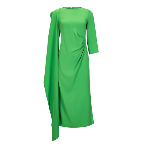 Maison Natan Green Crepe Chris Waterfall Dress Timeless Martha's Vineyard 
