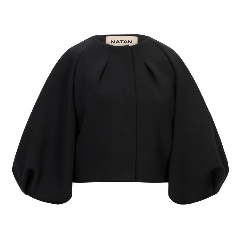 Natan Black Balta Wool Cropped Jacket Timeless Martha's Vineyard 
