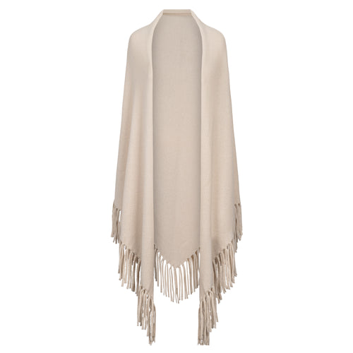 Douxdimanche Cream Cashmere Triangle Fringe Yumi Wrap Timeless Martha's Vineyard 