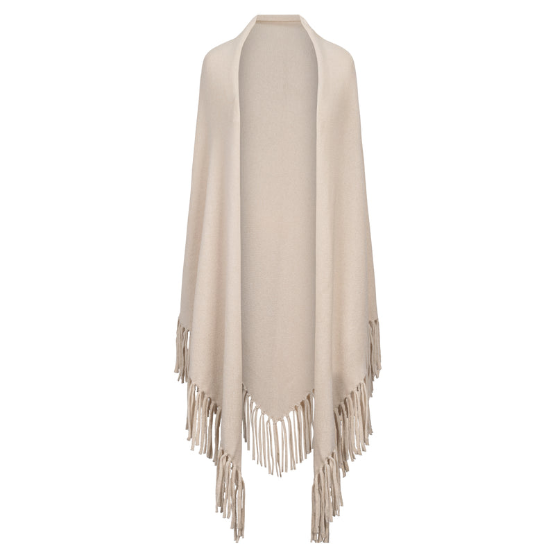 Douxdimanche Cream Cashmere Triangle Fringe Yumi Wrap Timeless Martha's Vineyard 