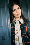 Mantero Black Silk Bridle Blouse with Contrast Tie Timeless Martha's Vineyard 