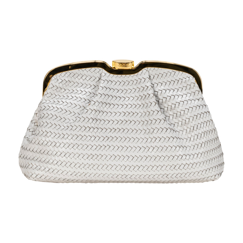 Petite Sibilla Woven Clutch - White