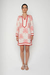 Lavi Metallic Red and Ivory Palm Print Tunic Dress Timeless Martha's Vineyard 