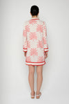 Lavi Metallic Red and Ivory Palm Print Tunic Dress Timeless Martha's Vineyard 