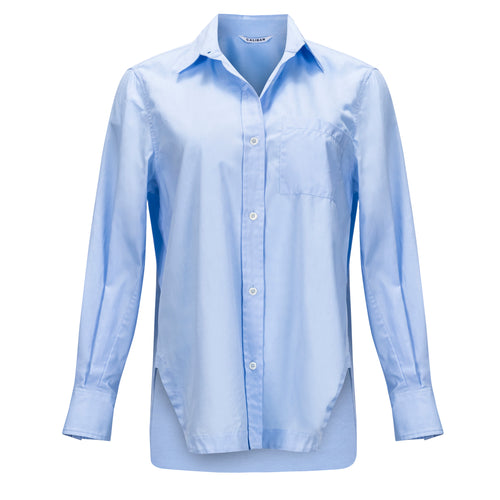 Caliban Loose Button Down Shirt with Pocket - Blue Timeless Martha's Vineyard