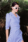 MILVA MI Blue + White Striped Summer Maxi Dress Timeless Martha's Vineyard 