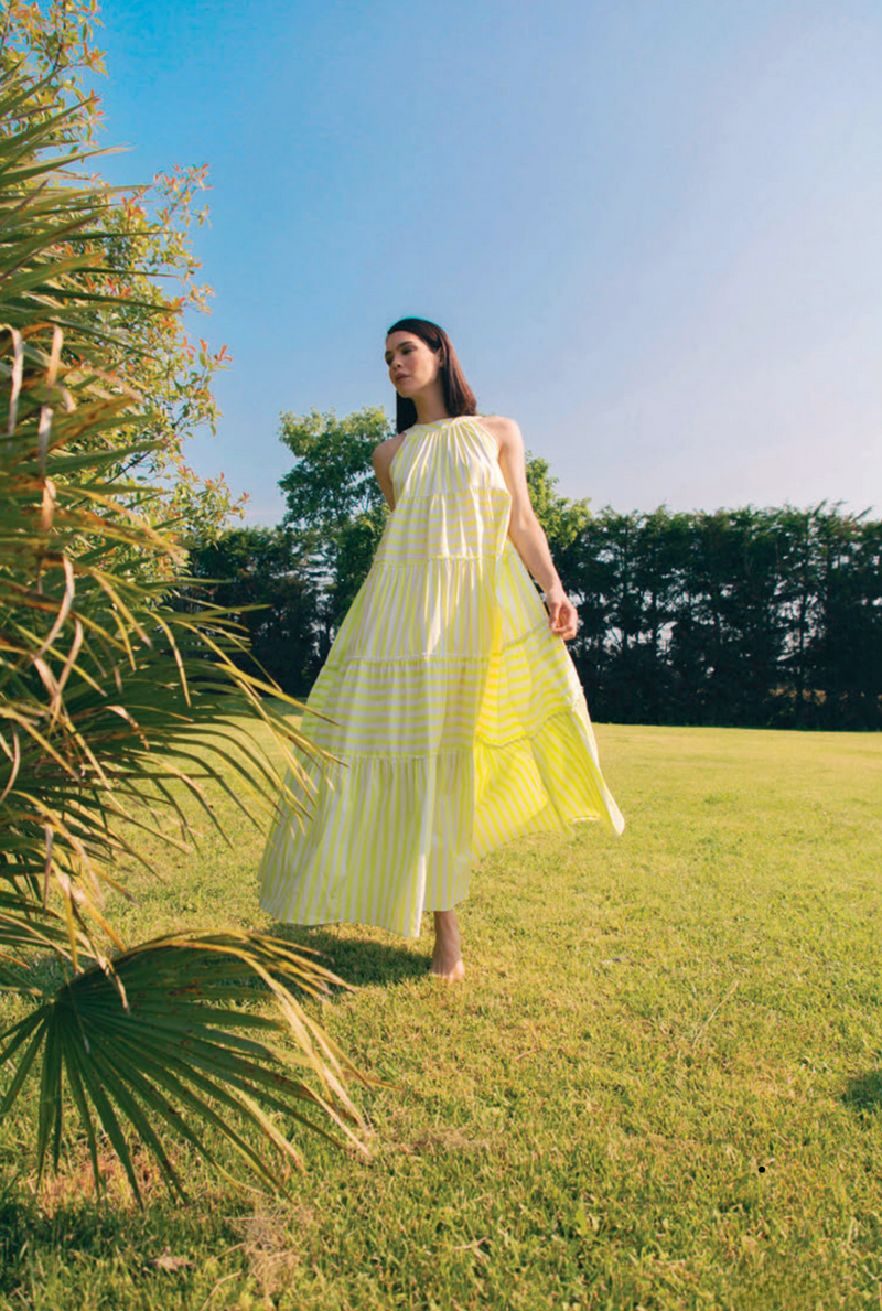 Striped Summer Maxi Dress - Green + White Striped Summer Maxi Dress - Green + White