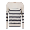 Lightweight Knit Sweater - Cream + Navy Stripe
