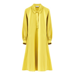 Rosso35 Lemon Yellow Cotton Midi Puff Sleeve Dress Timeless Martha's Vineyard 