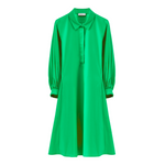 Rosso35 Green Cotton Midi Puff Sleeve Dress Timeless Martha's Vineyard 