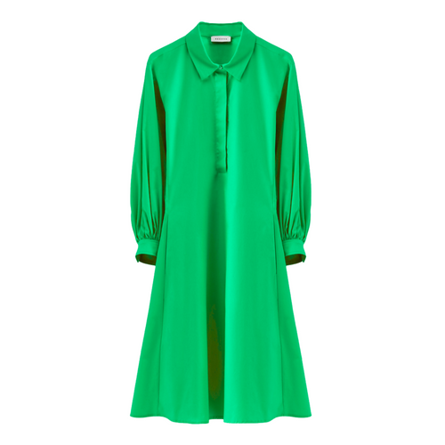 Rosso35 Green Cotton Midi Puff Sleeve Dress Timeless Martha's Vineyard 