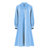 Rosso35 Light Blue Cotton Midi Puff Sleeve Dress Timeless Martha's Vineyard 