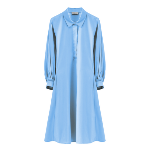 Rosso35 Light Blue Cotton Midi Puff Sleeve Dress Timeless Martha's Vineyard 