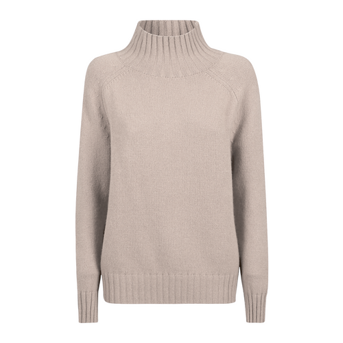 Purotatto Mock Neck Cashmere Sweater in Sabbia Beige Timeless Martha's Vineyard