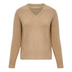 Purotatto Cashmere V-Neck Sweater in Soft Camel Timeless Martha's Vineyard 