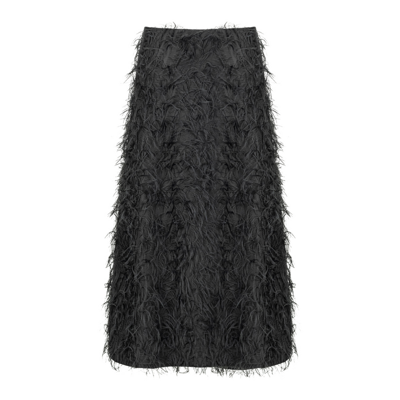 Margareth & Moi Full Length Feather Skirt - Black Timeless Martha's Vineyard