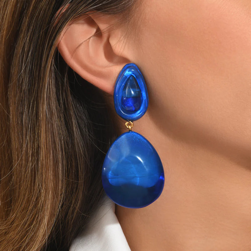 Dominique Denaive Green Ivana Resin Drop Clip Earring Timeless Martha's Vineyard 