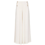 Edward Achour High Waisted Wide Leg Chiffon Pants - Cream Timeless Martha's Vineyard 