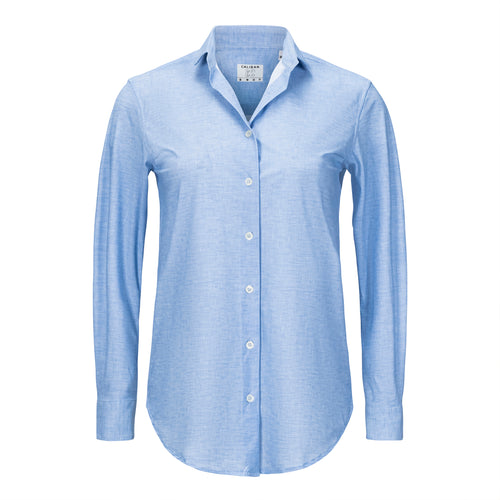 Caliban Chambray Blue Skin-Like Relaxed Button Down 