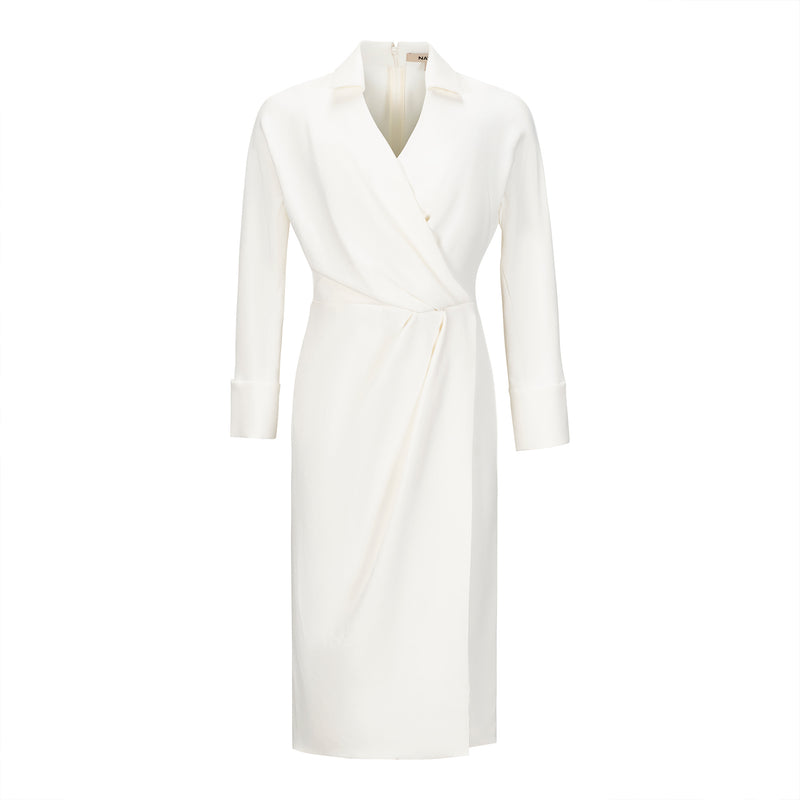 white jersey midi dress self-portrait - White Jersey Gathered Midi Dress