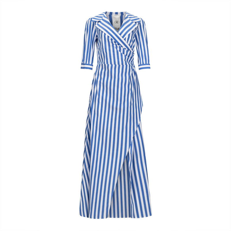 MILVA MI Blue + White Striped Summer Maxi Dress Timeless MILVA MI Blue + White Striped Summer Maxi Dress Timeless