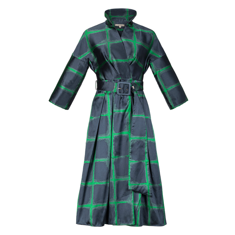 Natan Navy + Green Belted Byka Dress Timeless Martha's Vineyard 
