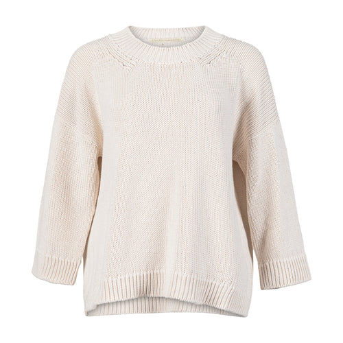 La Fée Parisienne Chunky Knit Pearl White Silk Sweater Timeless Martha's Vineyard 