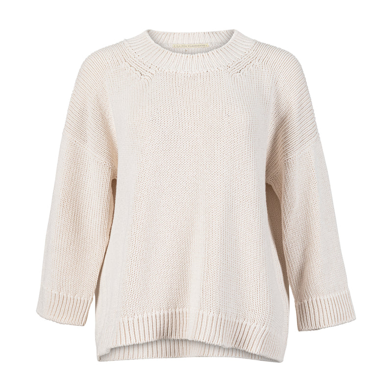 La Fée Parisienne Chunky Knit Pearl White Silk Sweater Timeless Martha's Vineyard 
