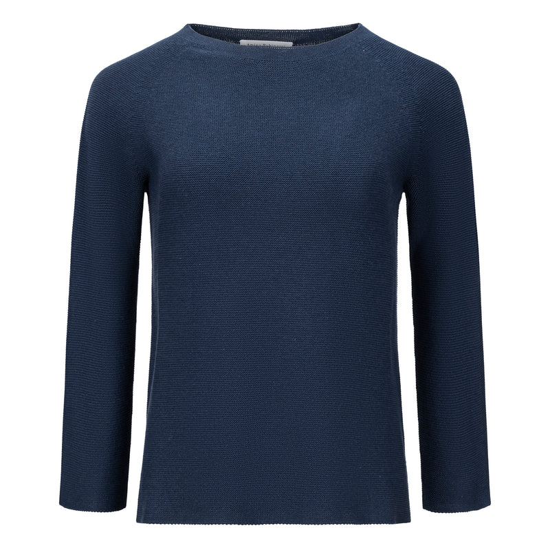Amina Rubinacci Navy Monello Raglan Cotton Sweater Timeless Martha's Vineyard 