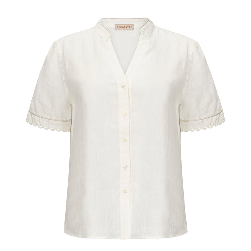 Purotatto Linen Blouse - Ivory Timeless Martha's Vineyard