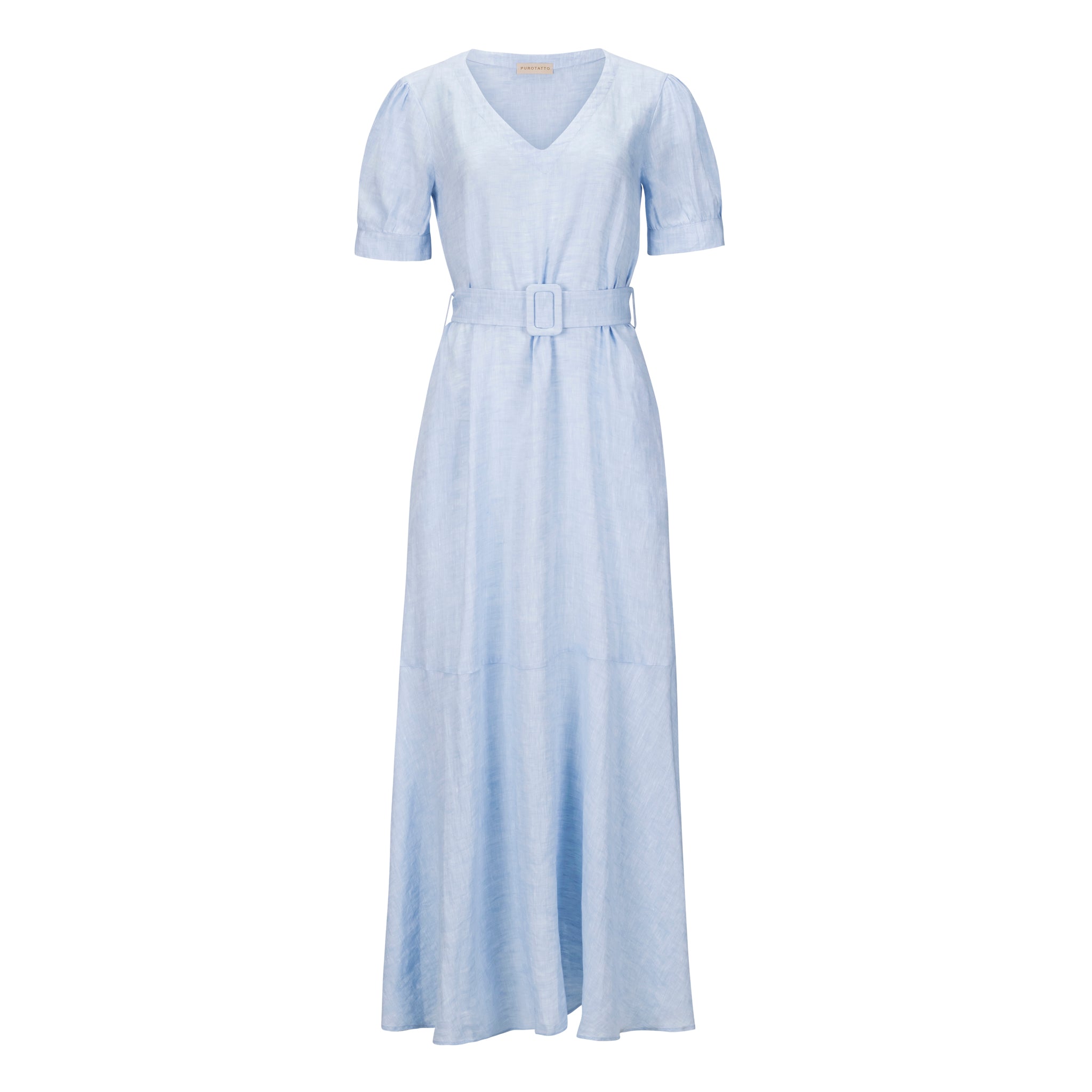 Purotatto Pale Blue Tiered Linen Maxi Dress – Timeless
