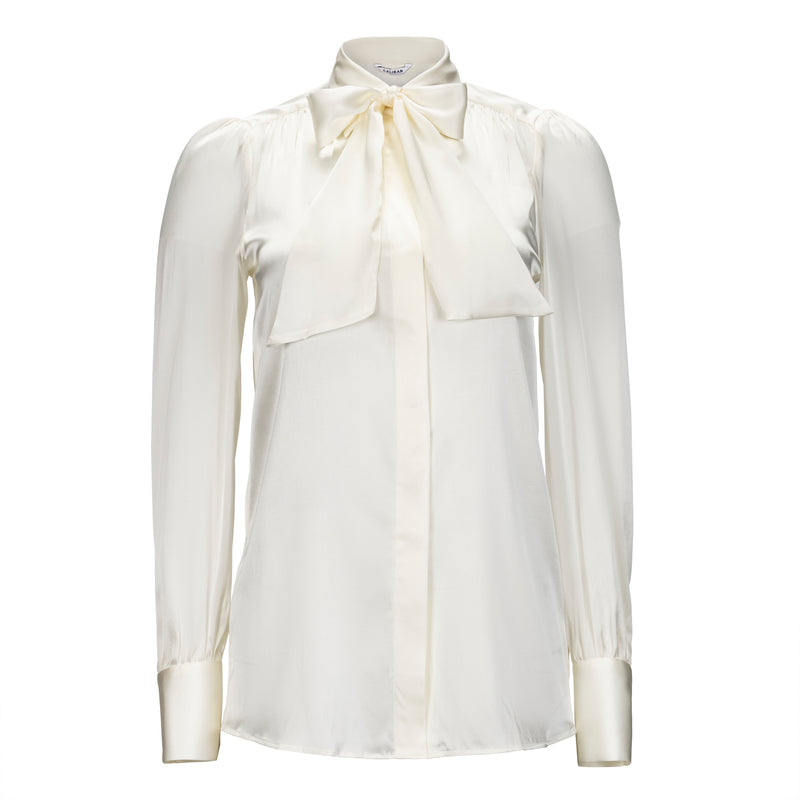 Caliban Silk Button Down Shirt with Removable Bow Timeless Martha's Vineyard