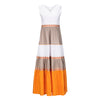 Purotatto Sleeveless Color Block Tiered Maxi Dress Orange Timeless Martha's Vineyard