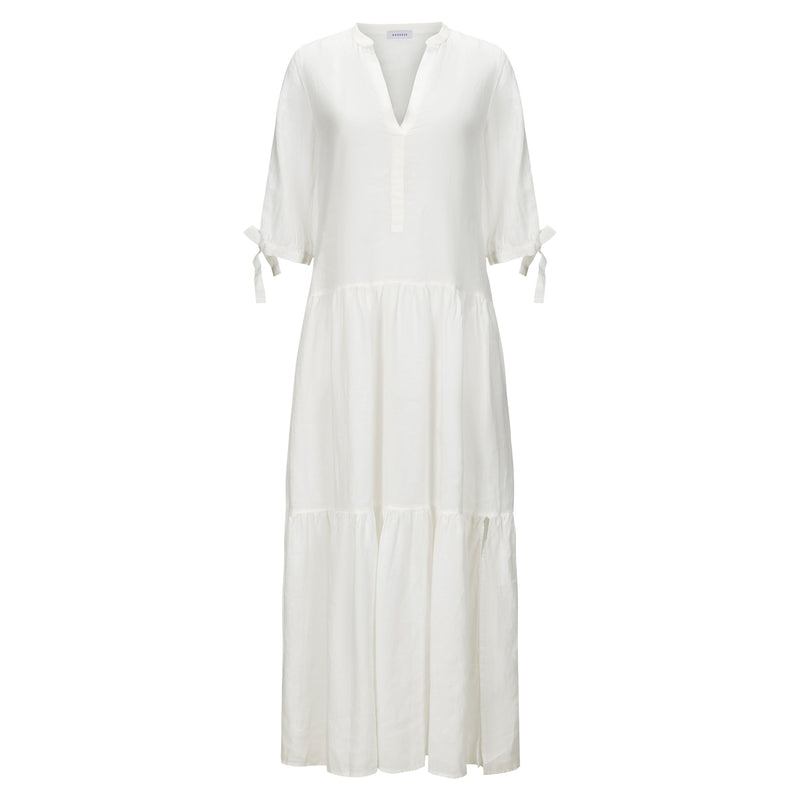 Rosso35 Tiered Linen Dress - Ivory Timeless Martha's Vineyard