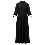 Rosso35 Tiered Linen Dress - Black Timeless Martha's Vineyard