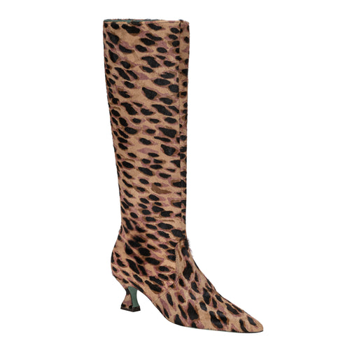 Paola D'Arcano Knee High Kitten Heel Leopard Boot Timeless Martha's Vineyard 