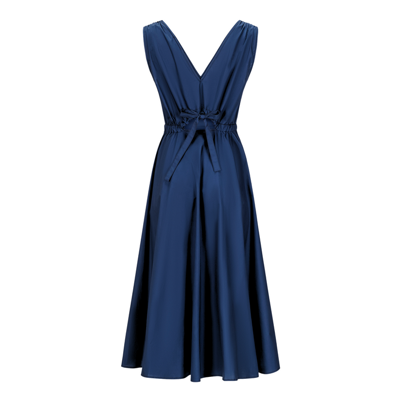 Sfizio Navy Fit and Flare V-Neck Dress