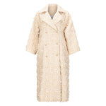 Edward Achour Tweed Boucle Overcoat - Cream Timeless Martha's Vineyard 