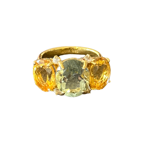 Triple Oval Green Amethyst and Citrine Ring Timeless Martha's Vineyard