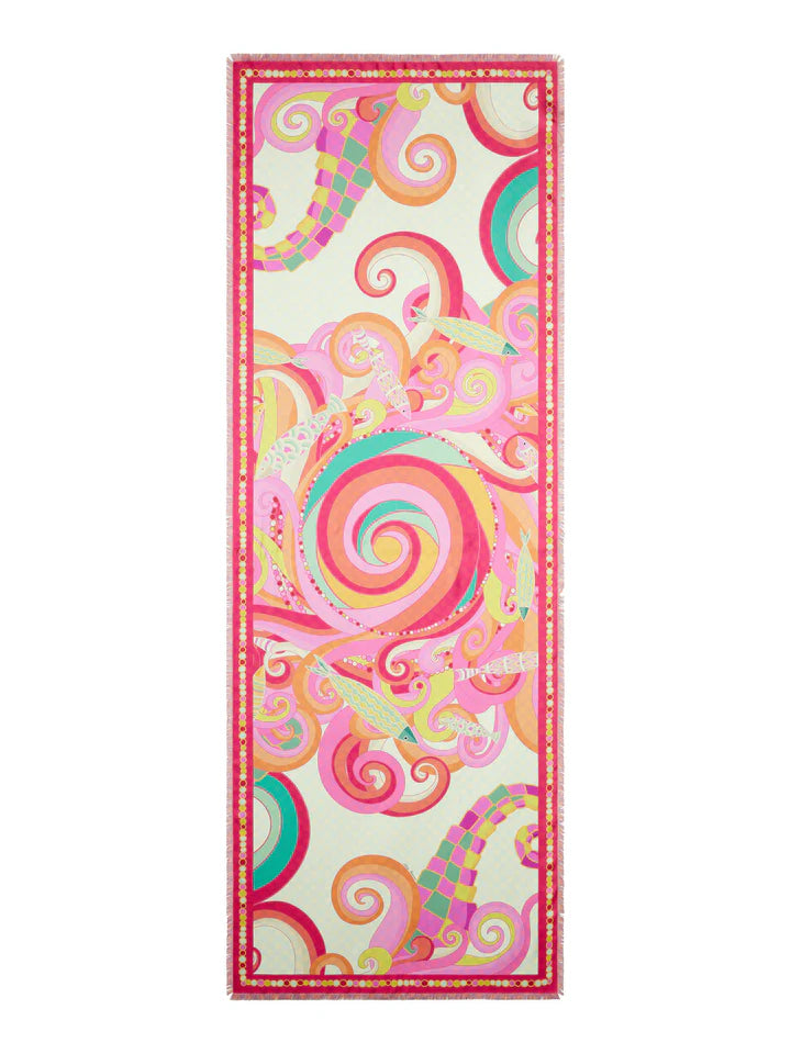 Franco Ferrari Silk Double Sided Waves Print Scarf Timeless Martha's Vineyard 