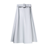 Natan Dame Grey Belted Soft Leather Midi Skirt Timeless Martha's Vineyard 