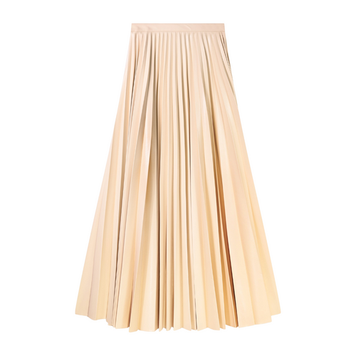 Natan Dalia Ivory Pleated Faux Leather Midi Skirt Timeless Martha's Vineyard 