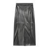 Natan Derien Black Straight Faux Leather Midi Skirt Timeless Martha's Vineyard 